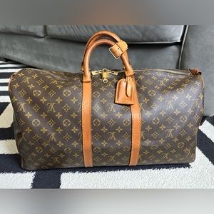 ‼️AUTHENTIC‼️ VINTAGE LOUIS VUITTON KEEPALL 55 W/ LOCK KEY & 2 PIECE NAME TAG